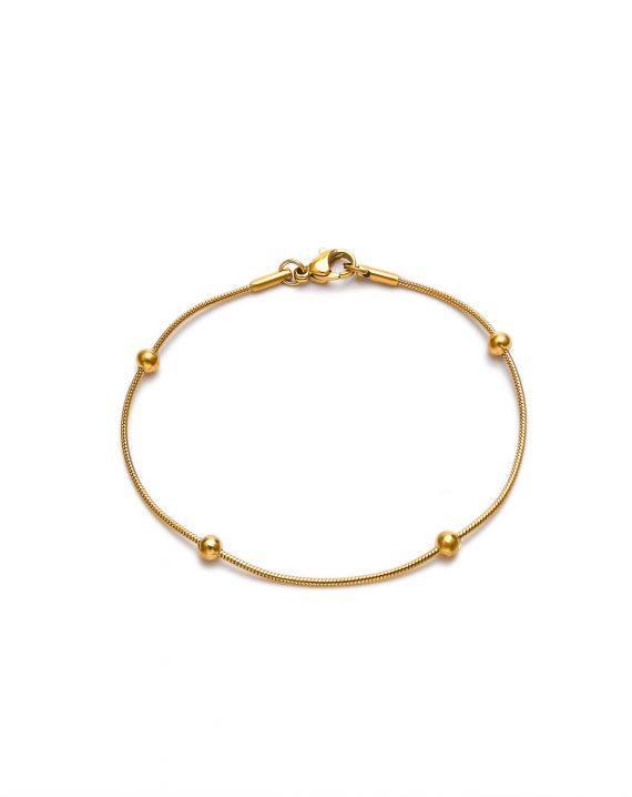 armbandje slang met balletjes goldplated